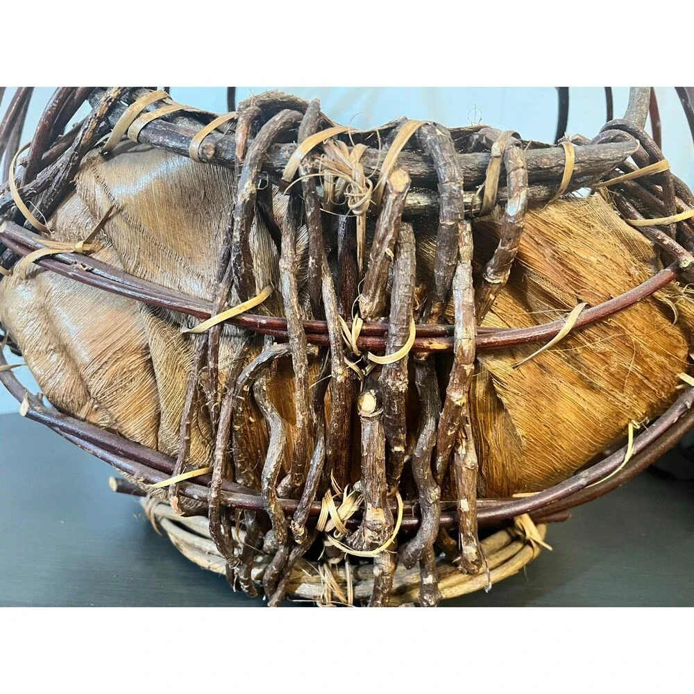 Vtg SUN SPIRIT Baskets Handmade Native Inspired Southwest Decor X-LARGE Feathers